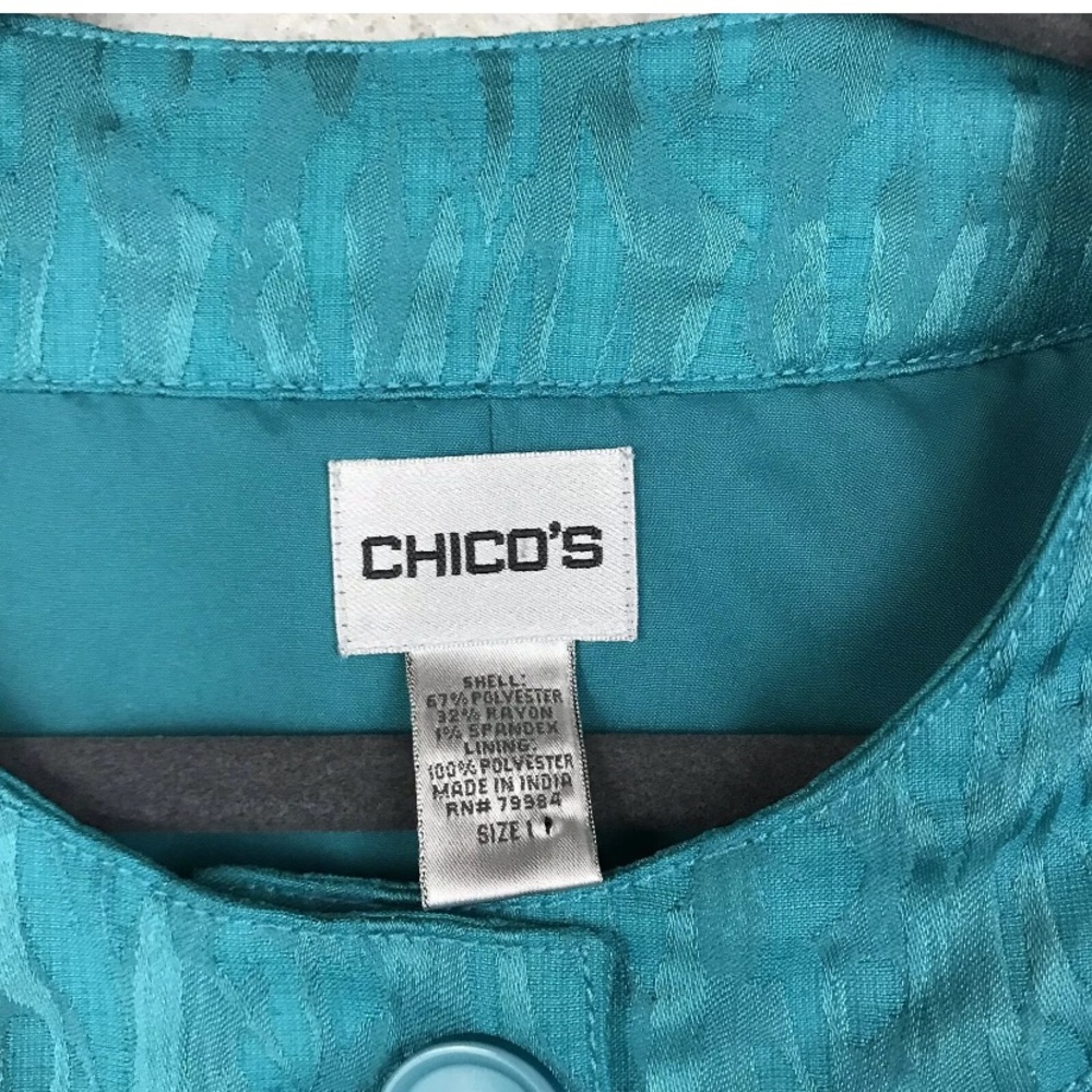 Chico’s Sarin Button Down Jacket Teal - Picture 5 of 6